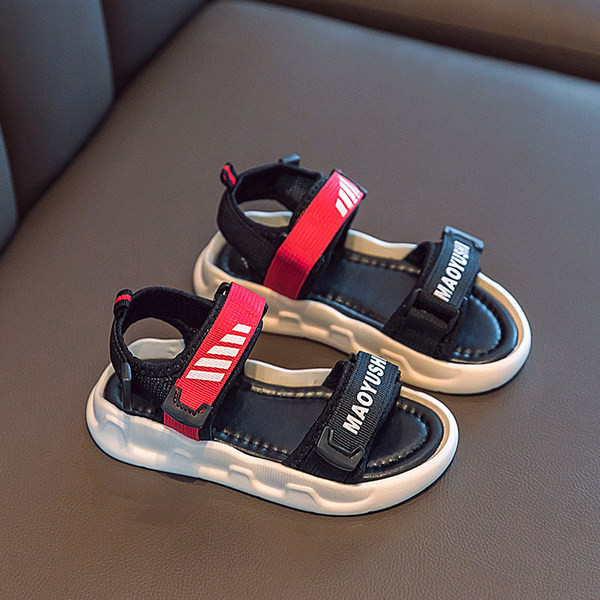 Текстилни сандали за момичета с велкро закопчаване и бродиран надпис 