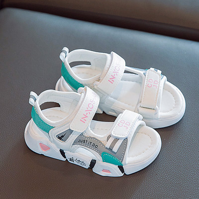 Детски сандали за момичета от еко кожа с надпис и велкро закопчаване