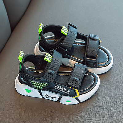 Детски сандали за момичета от еко кожа с надпис и велкро закопчаване