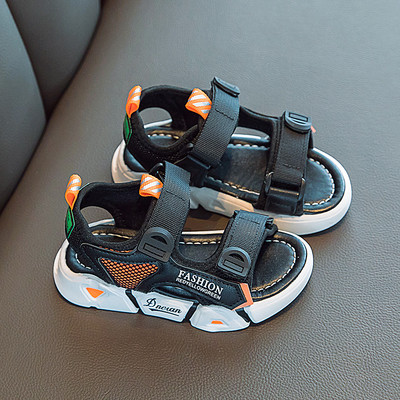 Детски сандали за момичета от еко кожа с надпис и велкро закопчаване