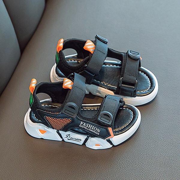 Детски сандали за момичета от еко кожа с надпис и велкро закопчаване 