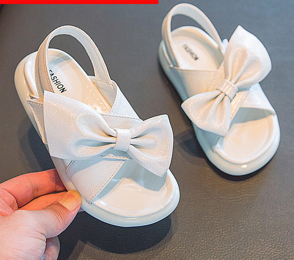 Летни сандали от еко кожа с панделка за момичета