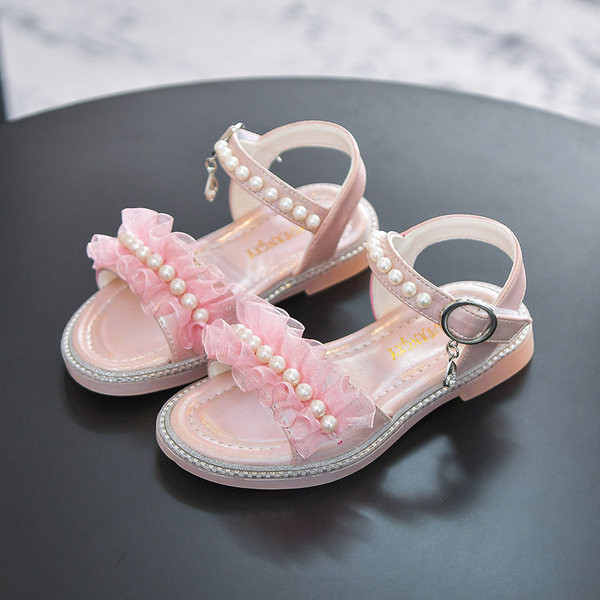 Модерни сандали за момичета с перли и декоративни камъни