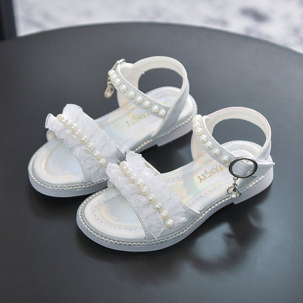 Модерни сандали за момичета с перли и декоративни камъни