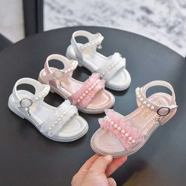 Модерни сандали за момичета с перли и декоративни камъни