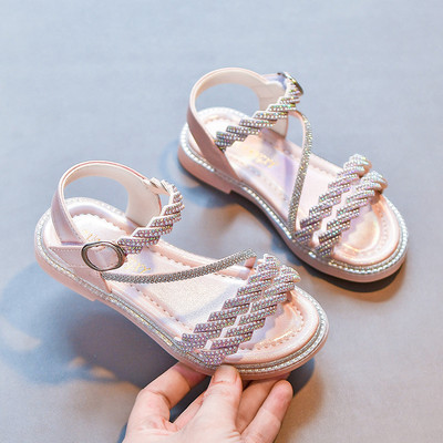 Girls Fried Street Sandals 2022 Summer Children Girl Baby Baby Puha alsó gyémánt hercegnős cipők Csúszásgátló Norvo Smooth Big gyerekcipők