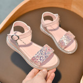 Детски сандали с пайети за момичета