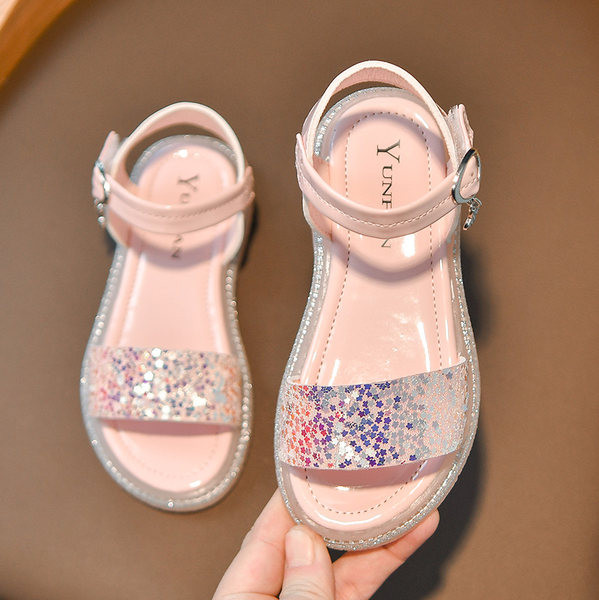 Детски сандали с пайети за момичета