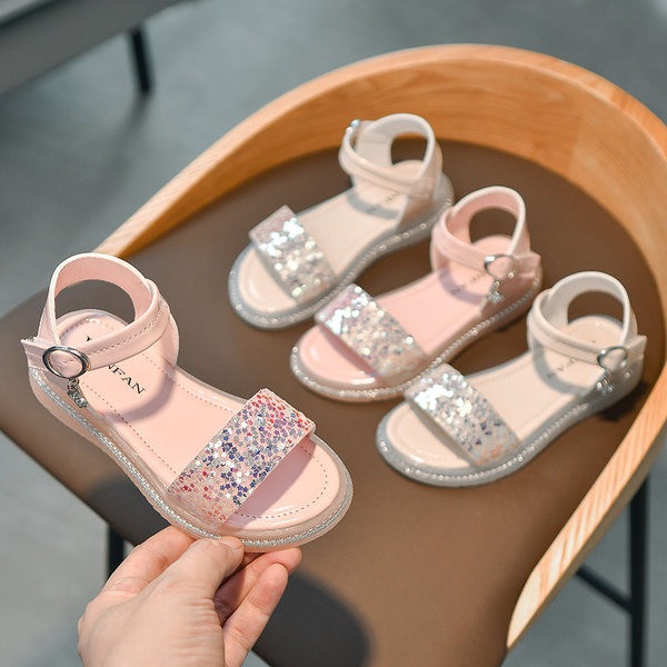 Детски сандали с пайети за момичета