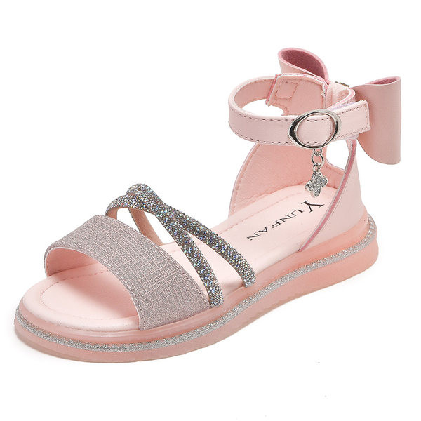 Детски сандали за момичета от еко кожа с лъскави елементи