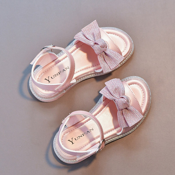 Детски кожени сандали с панделка за момичета
