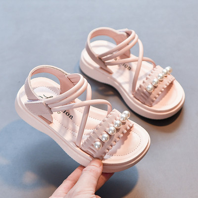 Детски сандали с перли в два цвята