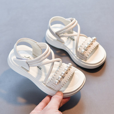 Детски сандали с перли в два цвята