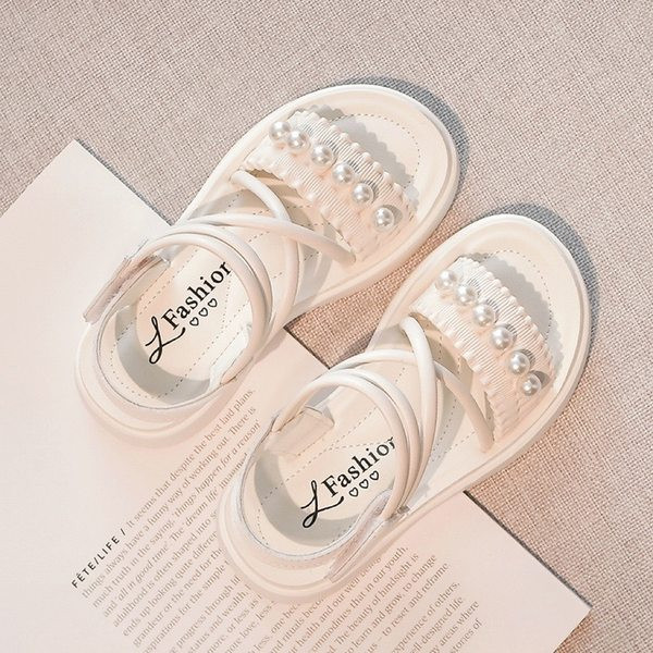 Детски сандали с перли в два цвята