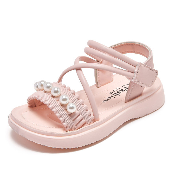 Детски сандали с перли в два цвята
