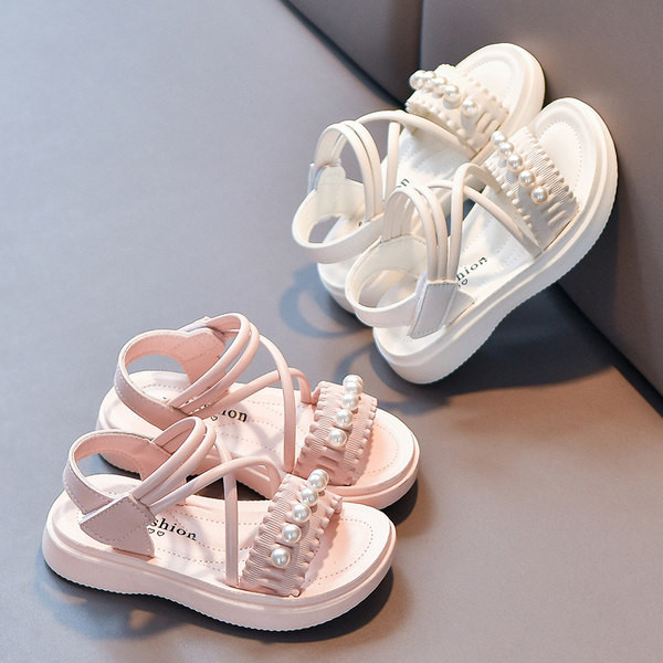 Детски сандали с перли в два цвята
