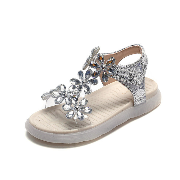 Сандали за момичета с велкро закопчаване и декоративни камъни