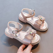 Нов модел детски сандали с панделка и камъни