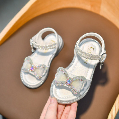 Нов модел детски сандали с панделка и камъни