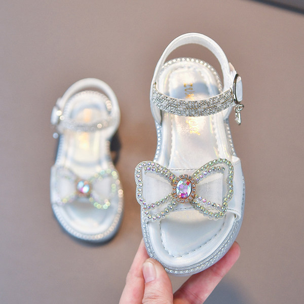 Нов модел детски сандали с панделка и камъни