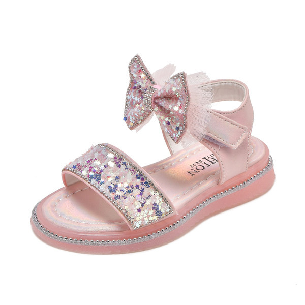 Модерни детски сандали за момичета с пайети