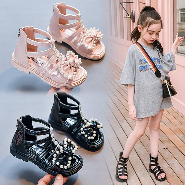 Детски сандали за момичета с перли