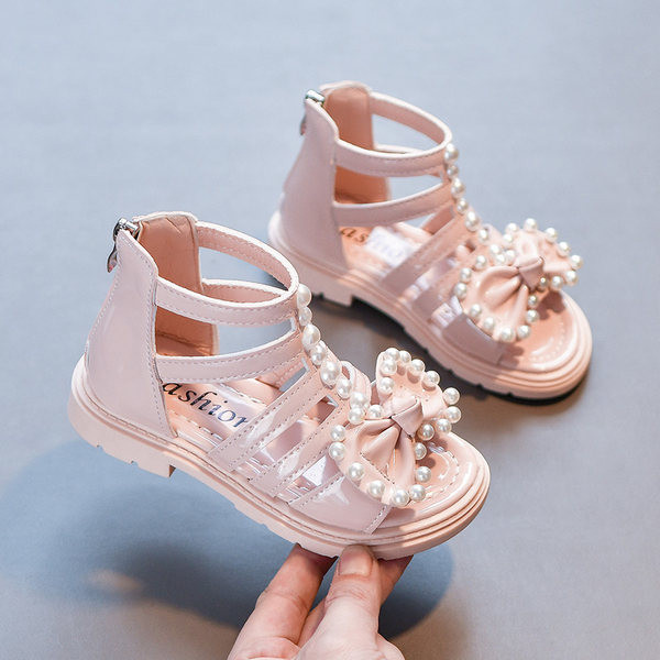 Детски сандали за момичета с перли