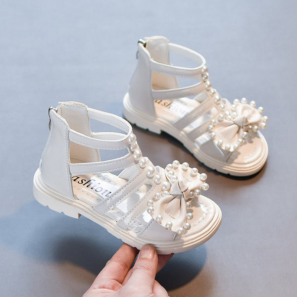Детски сандали за момичета с перли
