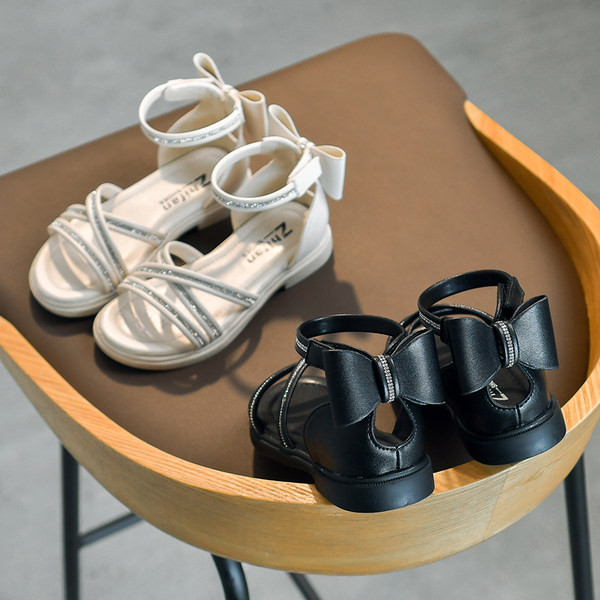 Детски ежедневни сандали с панделка и камъни