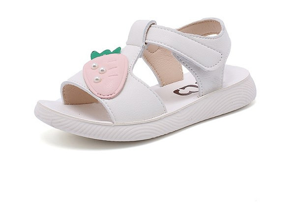 Детски кожени сандали с апликация за момичета