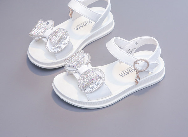 Нов модел детски сандали с декоративни камъни за момичета 