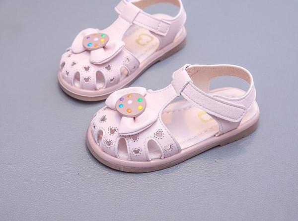 Сандали за момичета с панделка и велкро лепенки