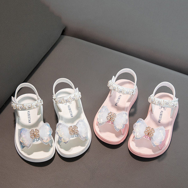 Детски сандали с панделка и камъни - четири цвята