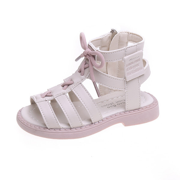 Кожени сандали от еко кожа с цип и връзки