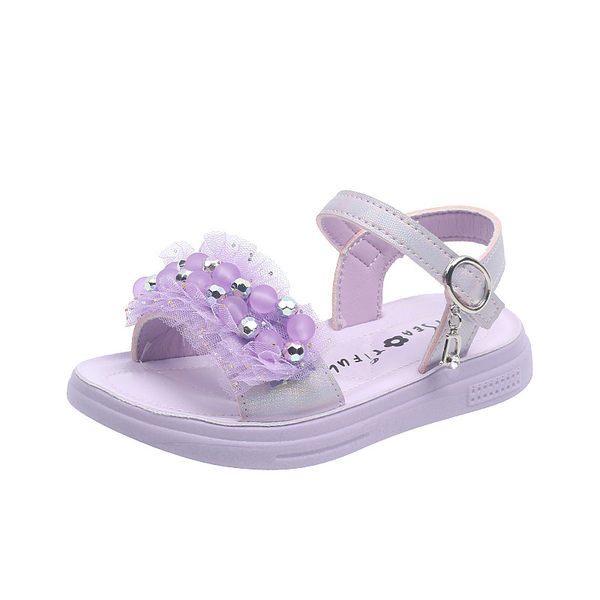 Модерни детски сандали с камъни и тюл