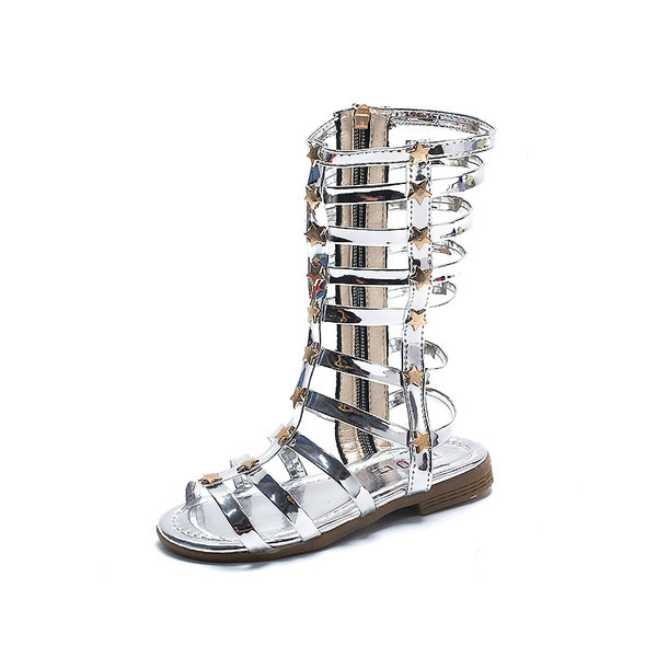 Детски сандали в римски стил с метална декорация