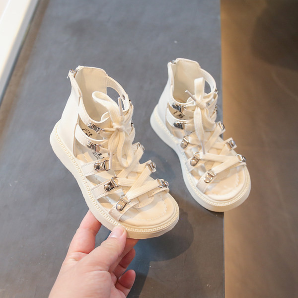 Ежедневни дамски сандали с цип -черен и бял цвят