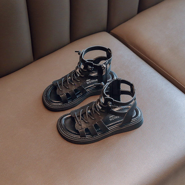 Ежедневни детски сандали от еко кожа с цип