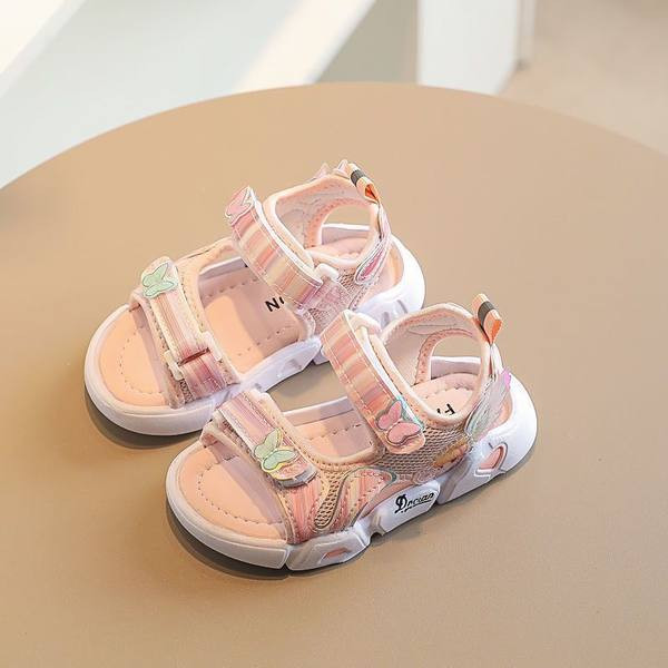 Сандали за момиче с мрежеста материя и 3D пеперуди