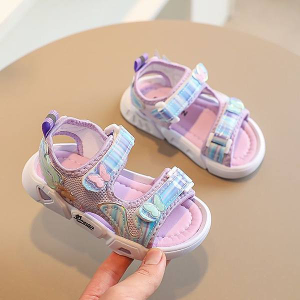 Сандали за момиче с мрежеста материя и 3D пеперуди