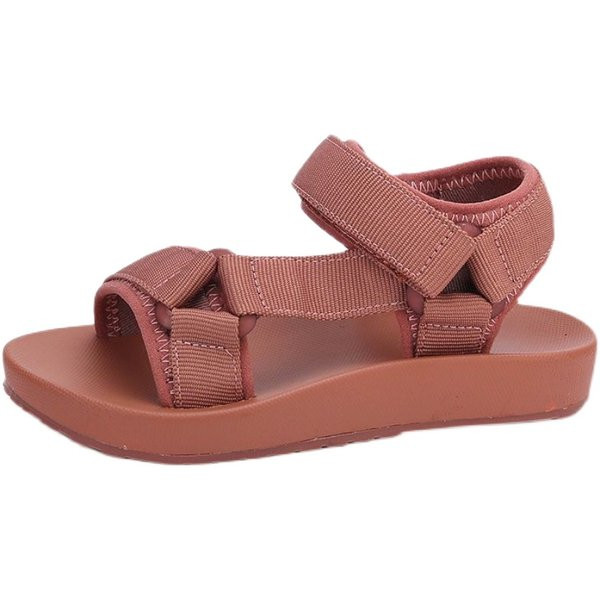 Детски текстилни сандали в розов и черен цвят 