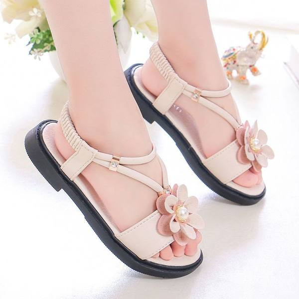 Детски сандали с цвете - без закопчаване