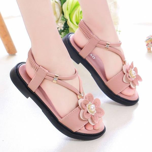Детски сандали с цвете - без закопчаване