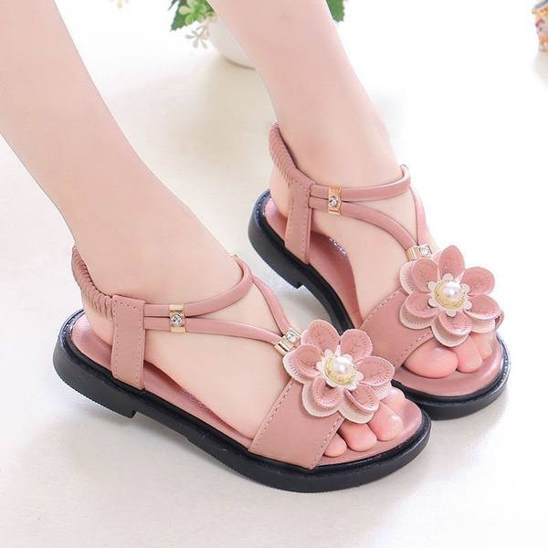 Детски сандали с цвете - без закопчаване