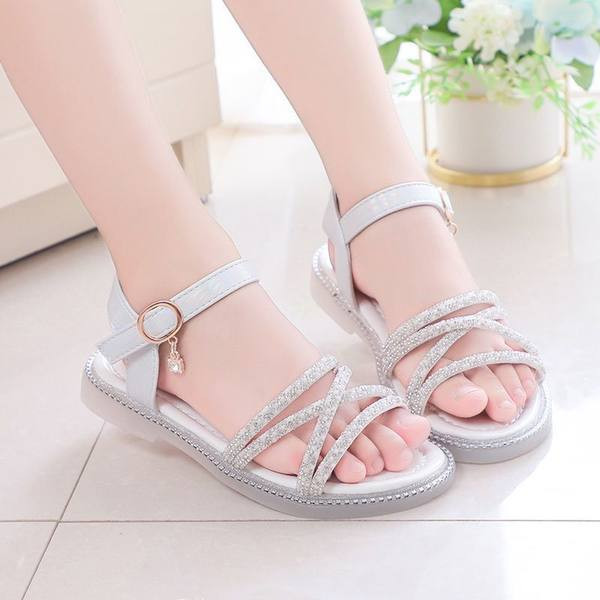 Нов модел детски сандали с камъни в два цвята