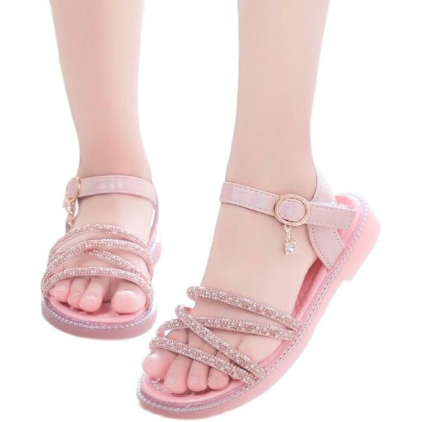 Нов модел детски сандали с камъни в два цвята