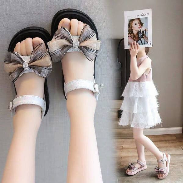 Сандали за момиче с текстилна панделка