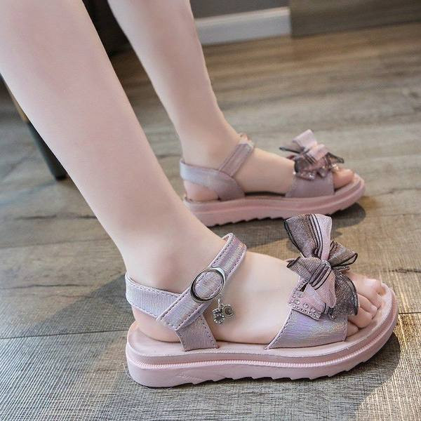 Сандали за момиче с текстилна панделка