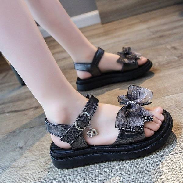 Сандали за момиче с текстилна панделка