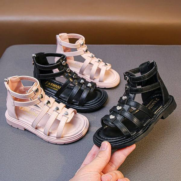 Детски сандали с нитове и равна подметка - четири цвята